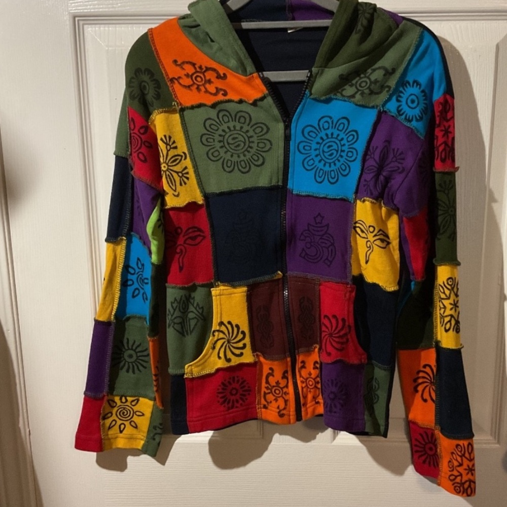 Patchwork Multicolor Zip Hoodie - image 2